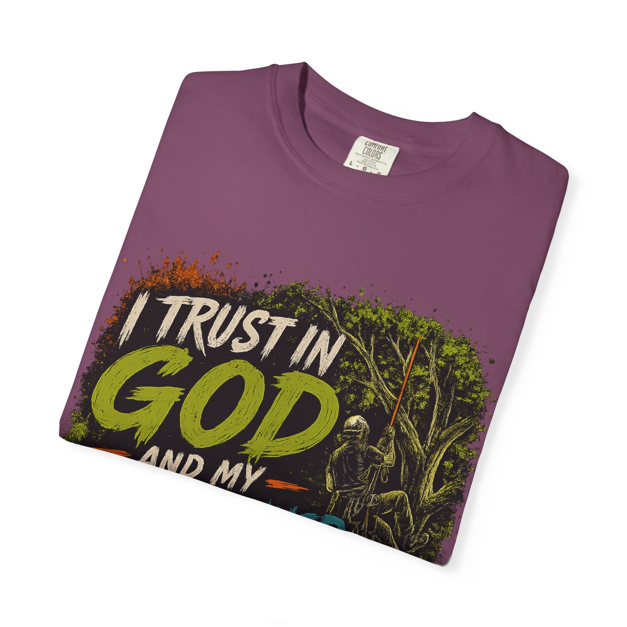 I Trust in God and My Rope Runner T-Shirt — Christian Climbing Faith Shirt