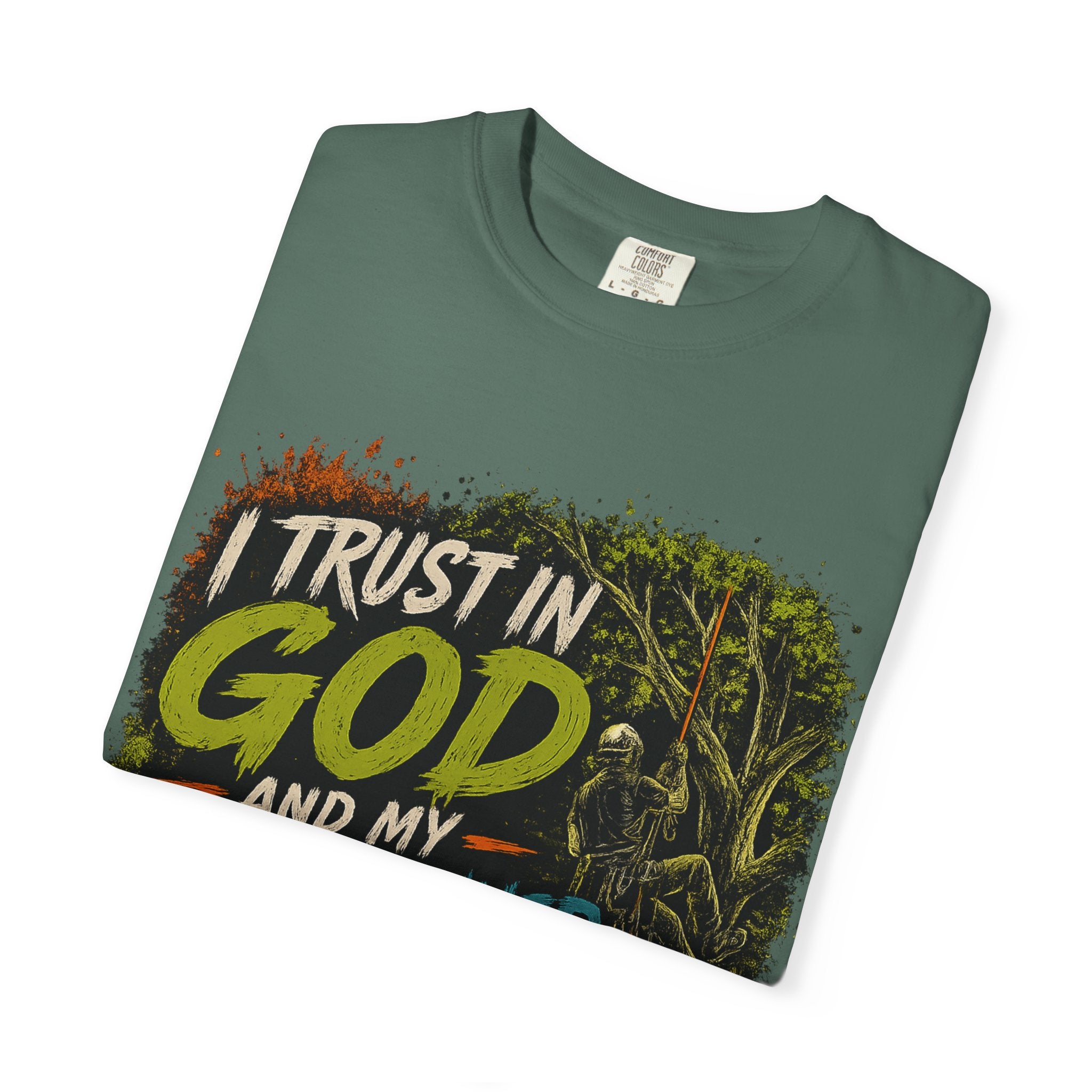 I Trust in God and My Rope Runner T-Shirt — Christian Climbing Faith Shirt