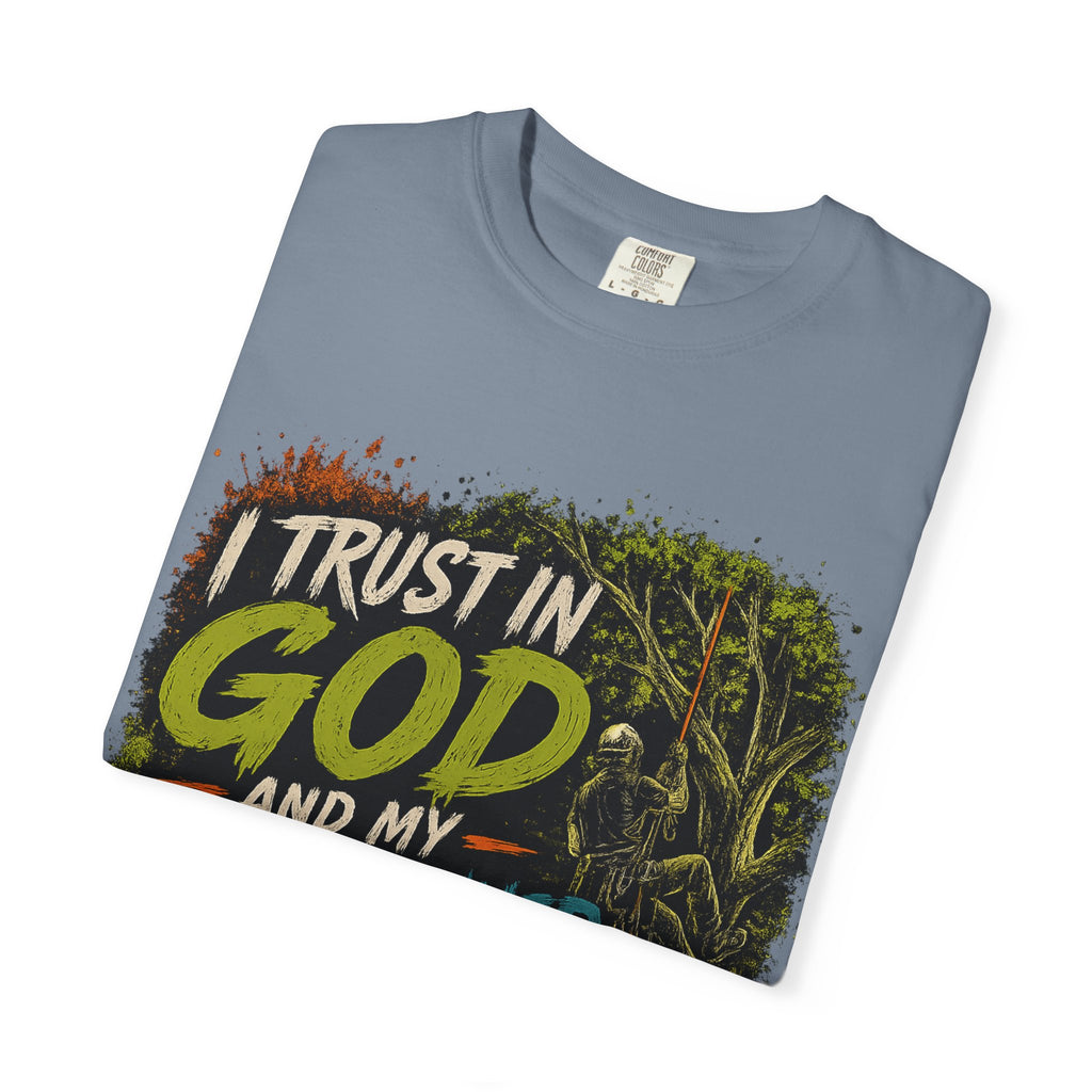 I Trust in God and My Rope Runner T-Shirt — Christian Climbing Faith Shirt