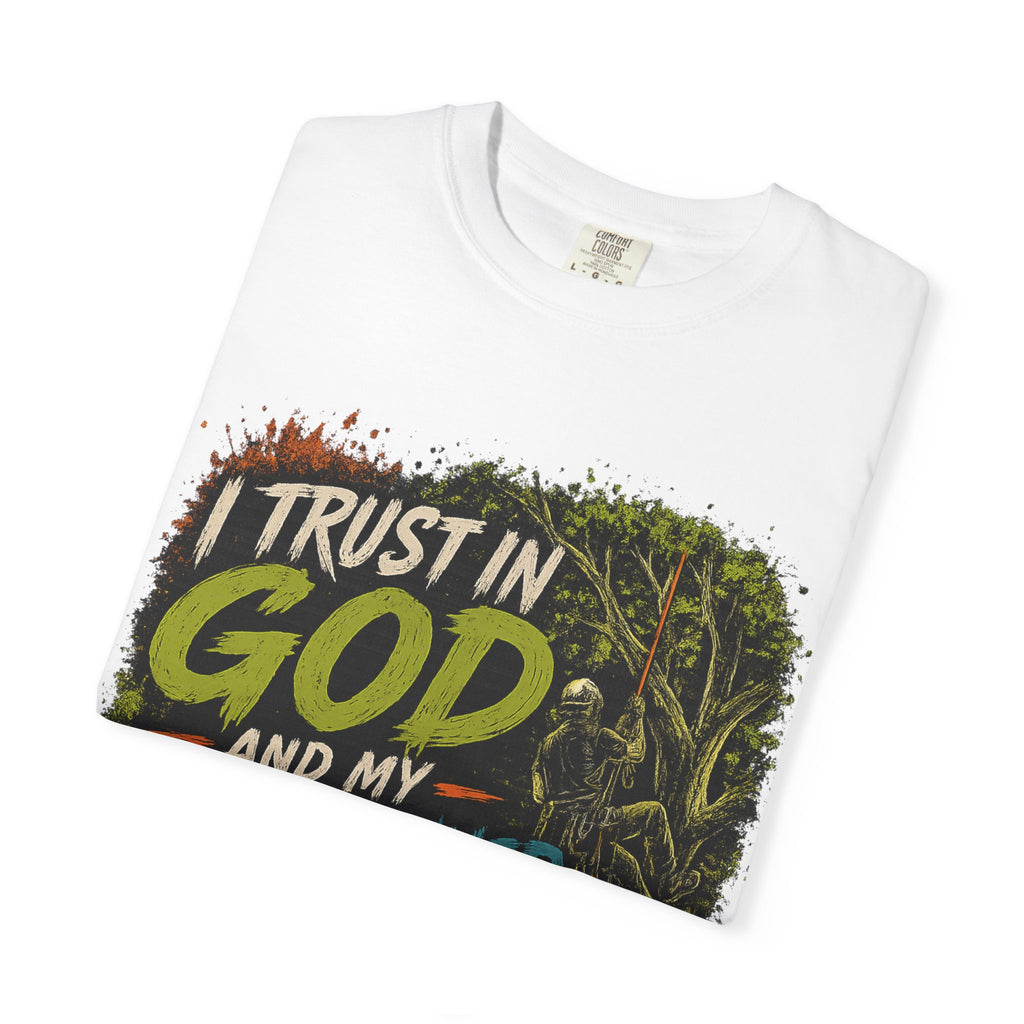 I Trust in God and My Rope Runner T-Shirt — Christian Climbing Faith Shirt