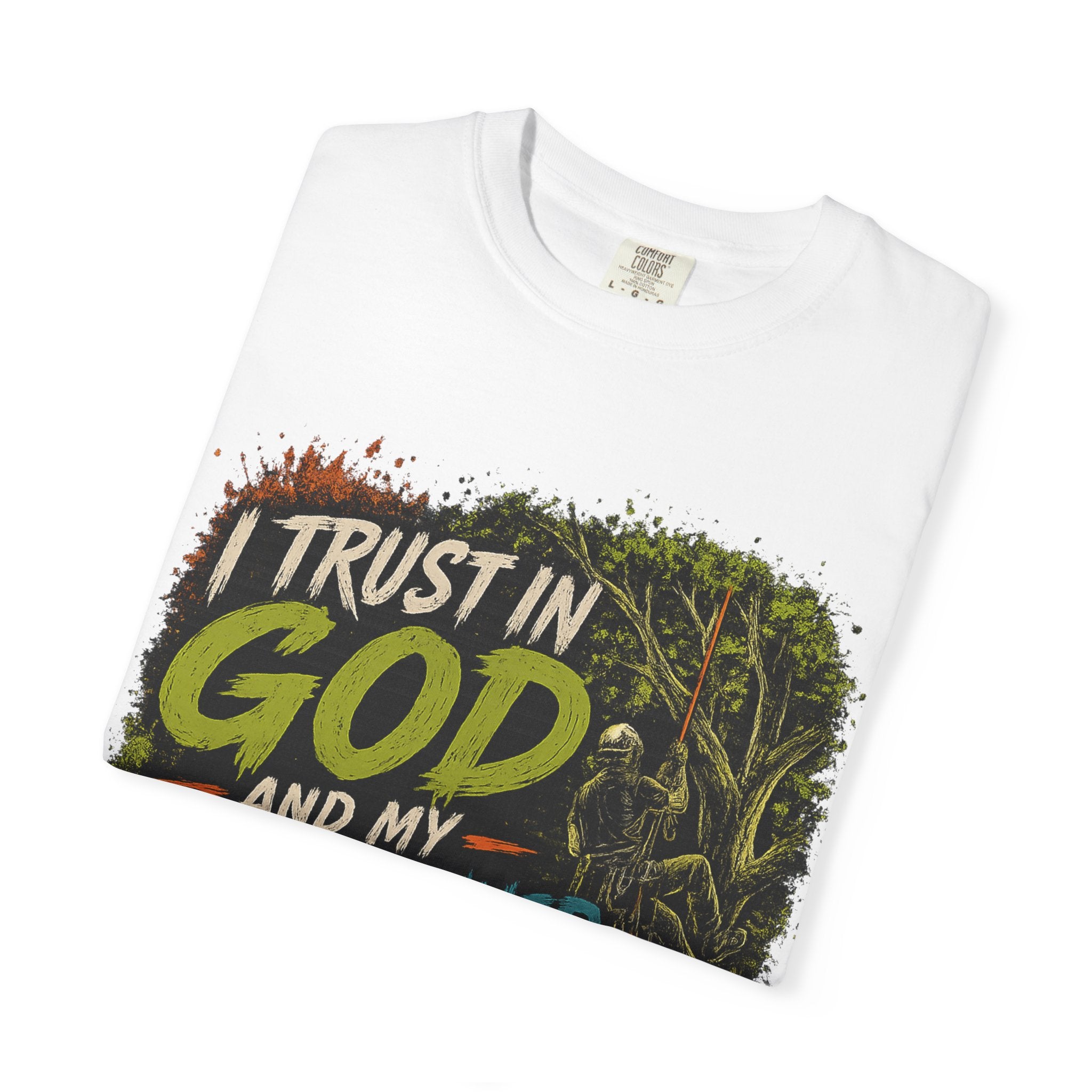 I Trust in God and My Rope Runner T-Shirt — Christian Climbing Faith Shirt