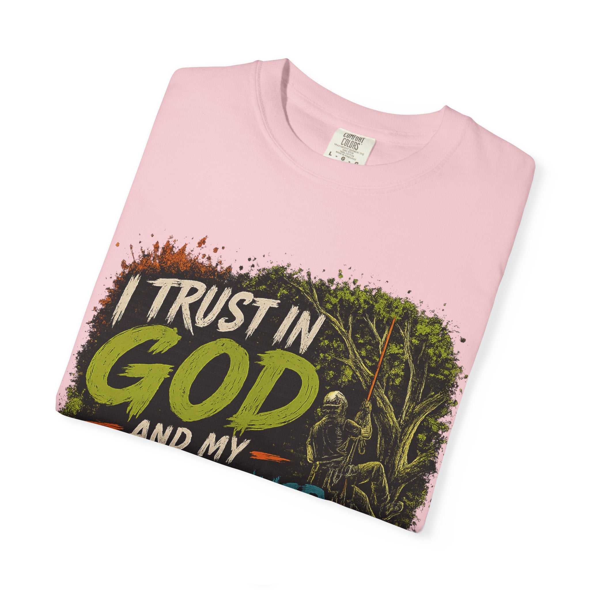 I Trust in God and My Rope Runner T-Shirt — Christian Climbing Faith Shirt