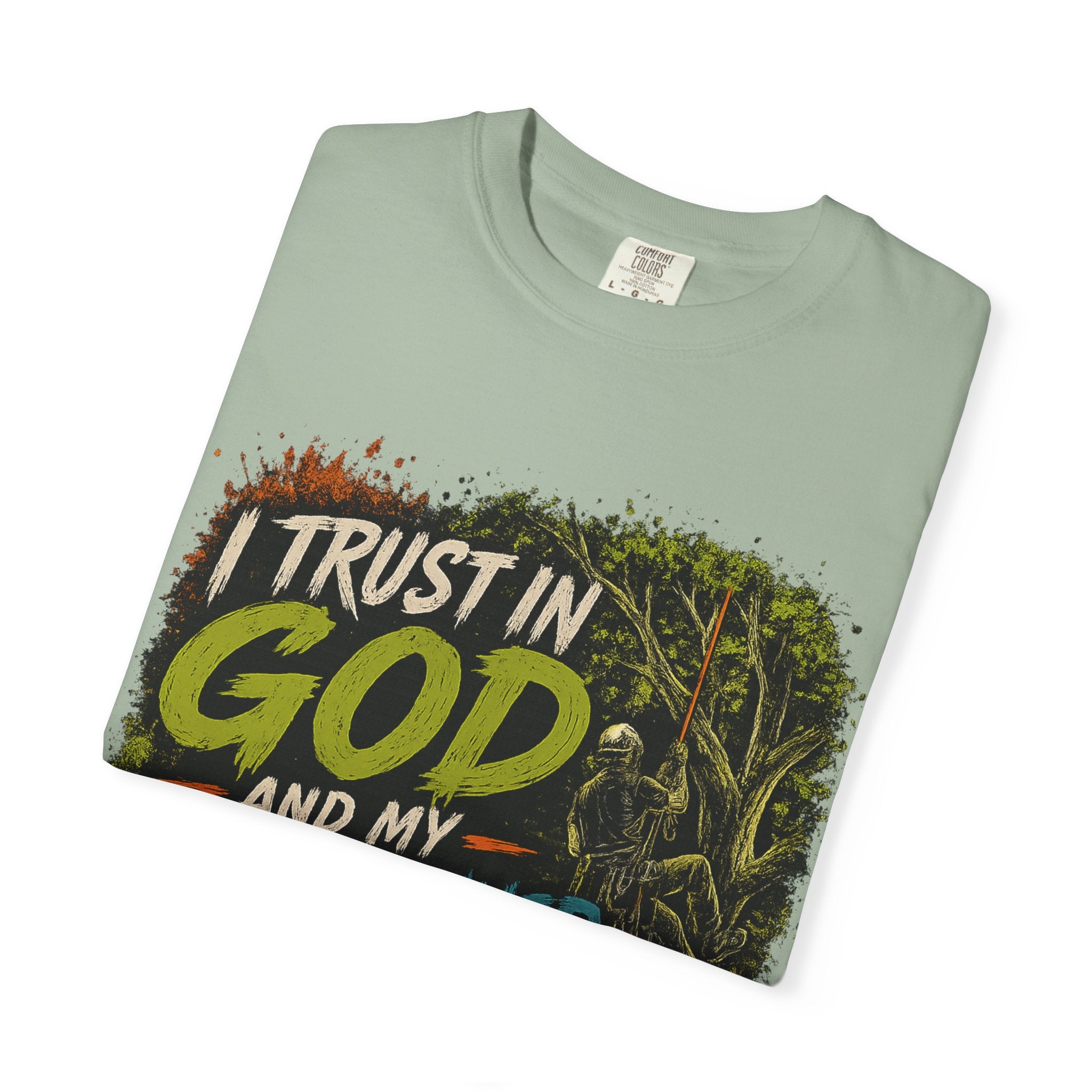 I Trust in God and My Rope Runner T-Shirt — Christian Climbing Faith Shirt