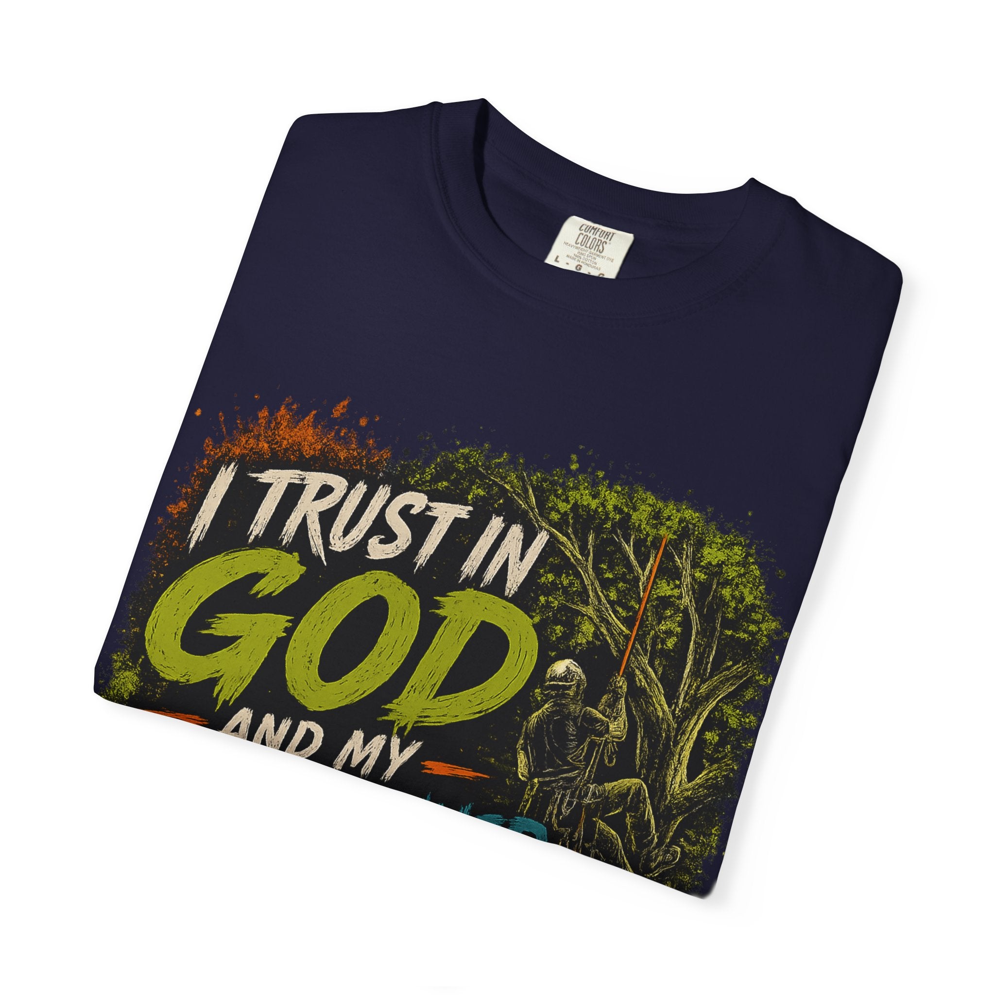 I Trust in God and My Rope Runner T-Shirt — Christian Climbing Faith Shirt