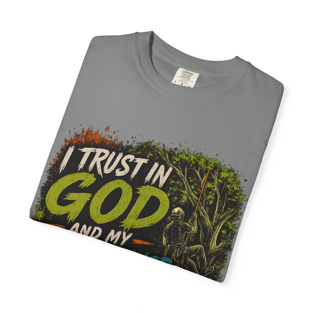 I Trust in God and My Rope Runner T-Shirt — Christian Climbing Faith Shirt