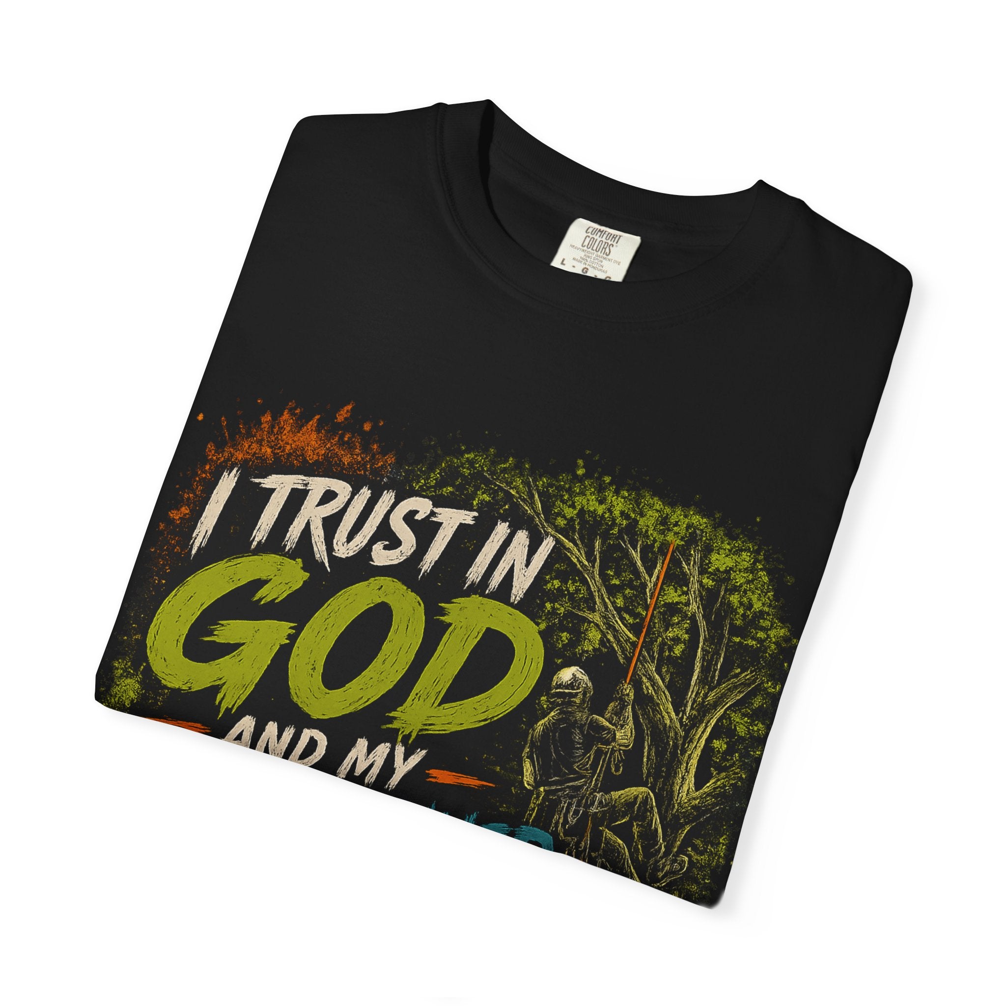 I Trust in God and My Rope Runner T-Shirt — Christian Climbing Faith Shirt