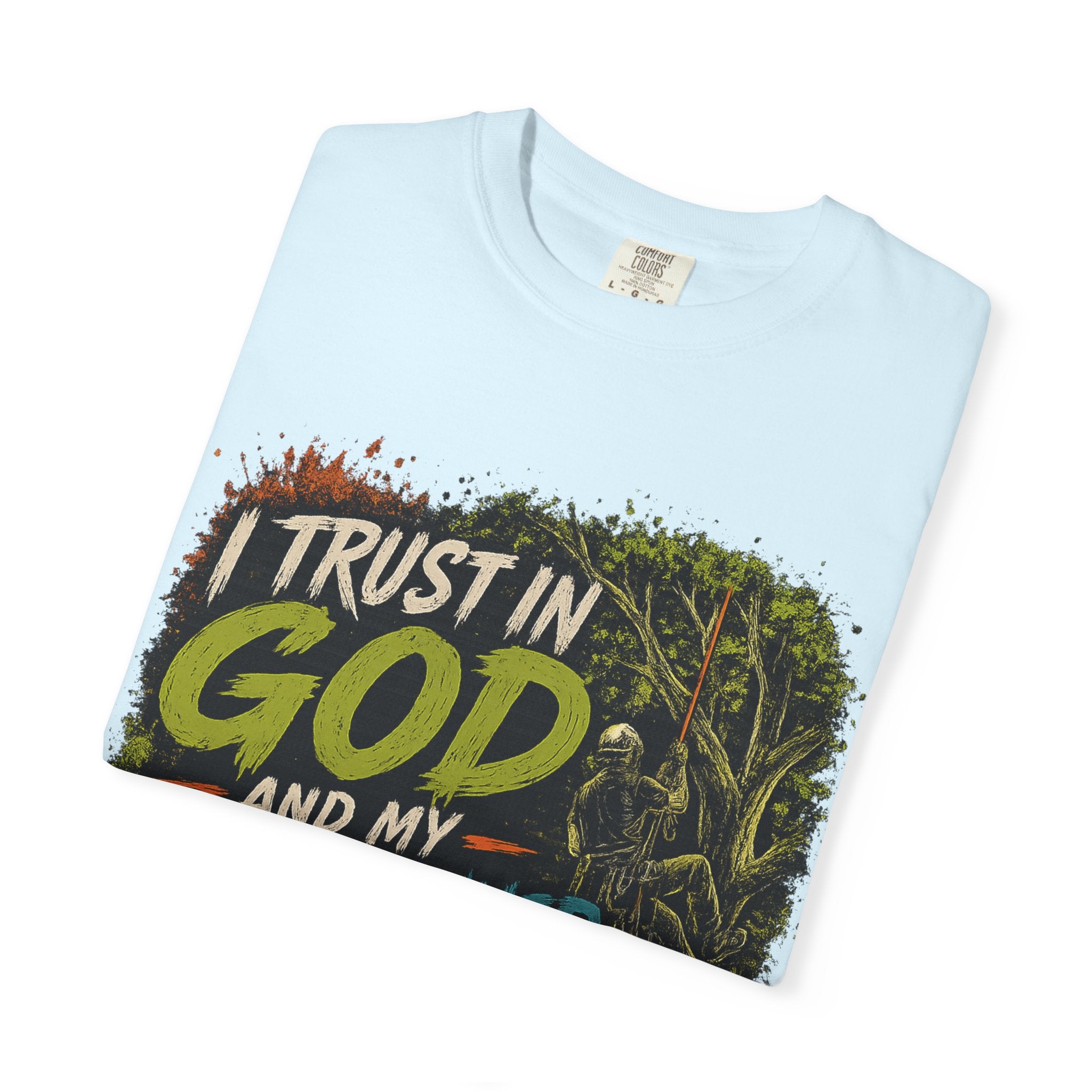 I Trust in God and My Rope Runner T-Shirt — Christian Climbing Faith Shirt